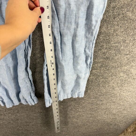 JM Collection Pants Women 10P Petite Blue High Rise Drawstring Linen Flat Front - Picture 5 of 8